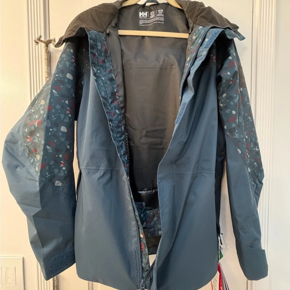 NWT Helly Hansen Men's Ski Jacket - Midnight Blue with Pattern - Picture 7 of 13